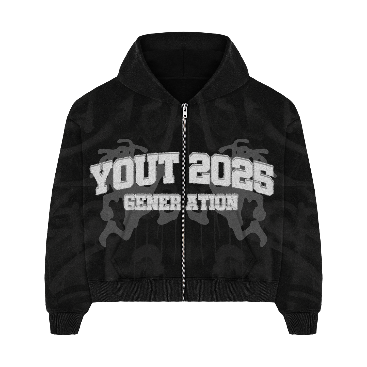 YOUT GENERATION 25 ZIP HOODIE - BLACK