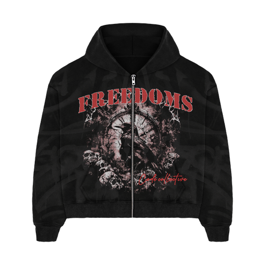 FREEDOM ZIP HOODIE - BLACK